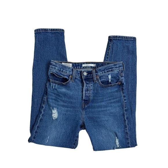 Levi’s Jeans Wedgie Ripped Distressed Blue Cotton Denim Women’s Size 25 - Picture 2 of 10